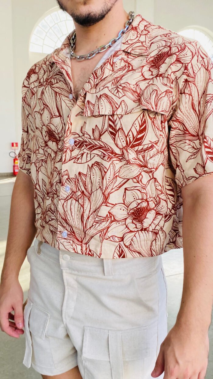 Camisa Boxy Floral Vermelha